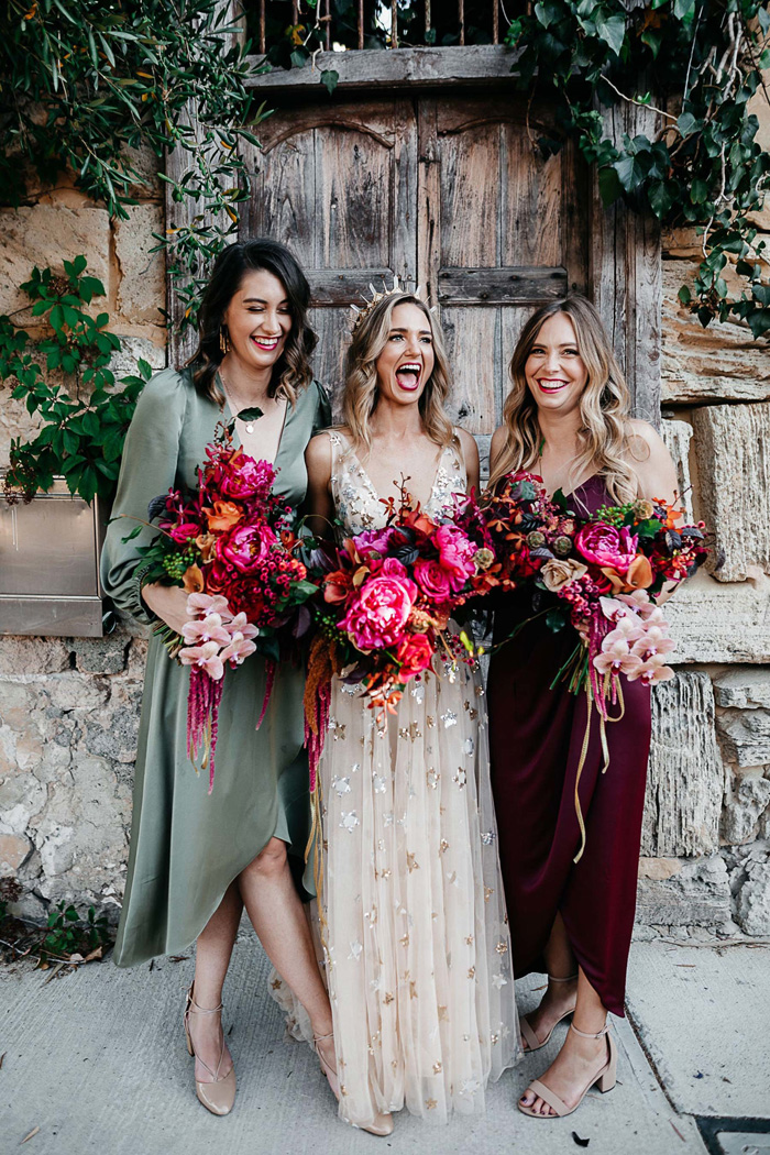 The Magic Of Mismatched Bridesmaid Dresses Modern Wedding