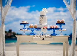 Dessert bar in a glitter theme wedding